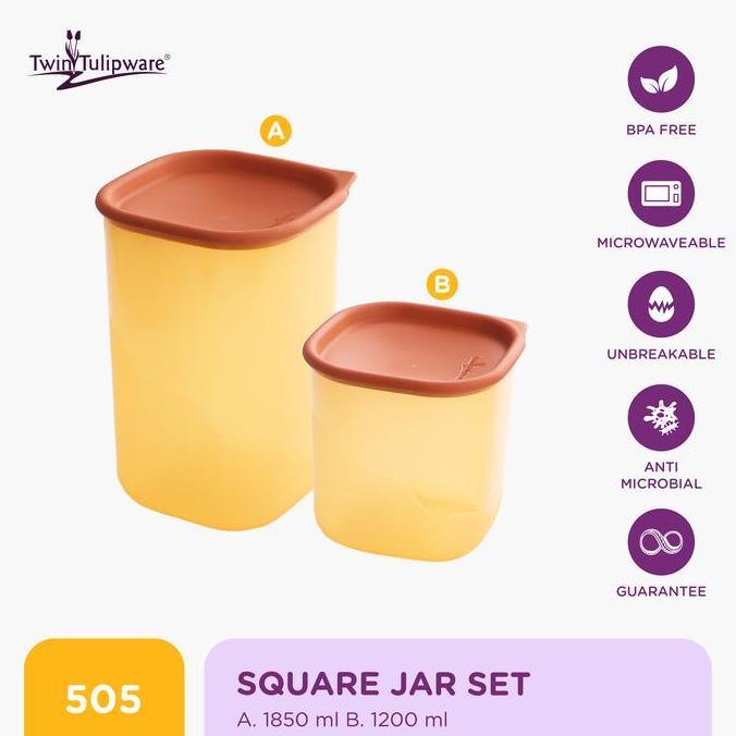 Toples Twin Tulipware Square Jar Set