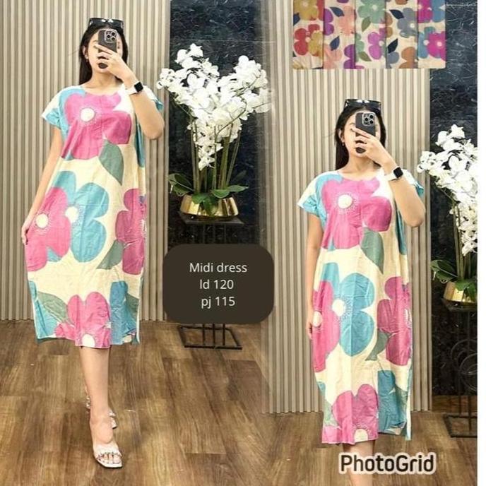 Daster Rayon Midi Dress Jumbo Wanita Ld 120