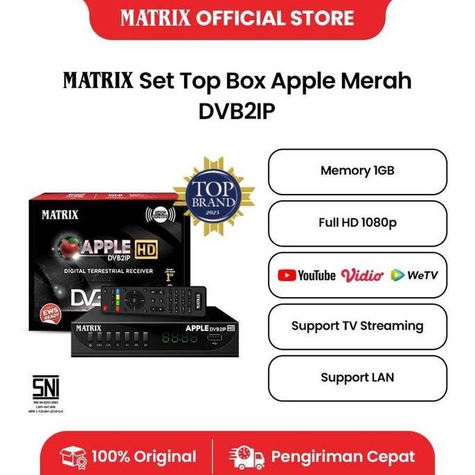 oktaverinageola - matrix set top box apple merah dvbt2ip / stb tv digital