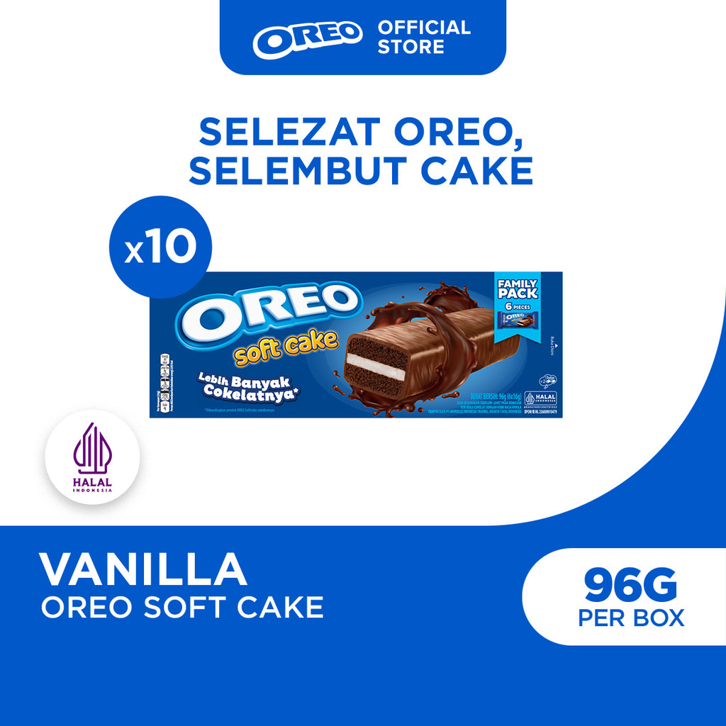 [PAKET HEMAT] 10pcs Oreo Soft Cake 96g, Kue Bolu Cokelat dengan Krim Rasa Vanila BONUS Stiker Barbie