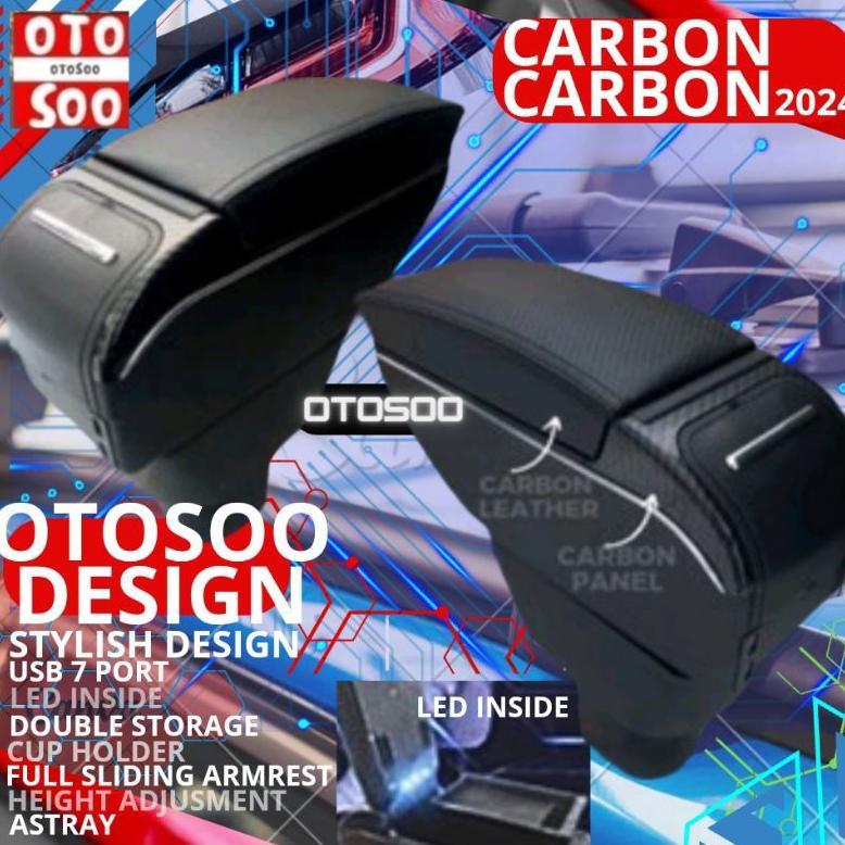 Armrest Mobilio Brio Brv Carbon Style -Console Box Usb Brv Mobili Brio-Brio Satya