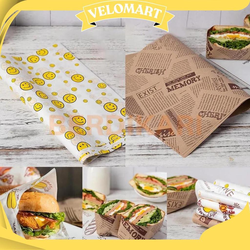 20 LEMBAR Kertas Roti Laminating ukuran 38x28cm Anti Lengket / Wax Paper Kertas Minyak Bungkus Sandw