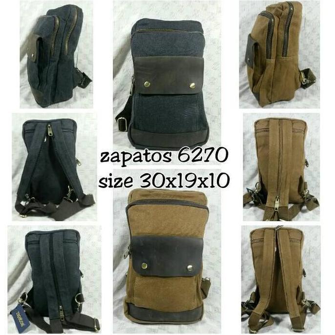 Tas Ransel Selempang Kanvas Kulit zapatos 6270
