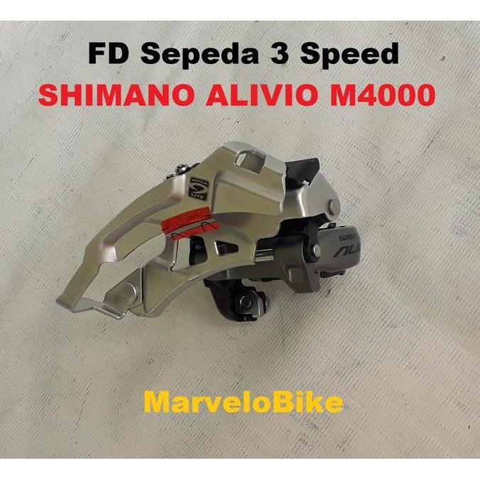 FD Front Derailleur Sepeda 3 Speed Tarikan Atas Bawah SHIMANO ALIVIO M4000