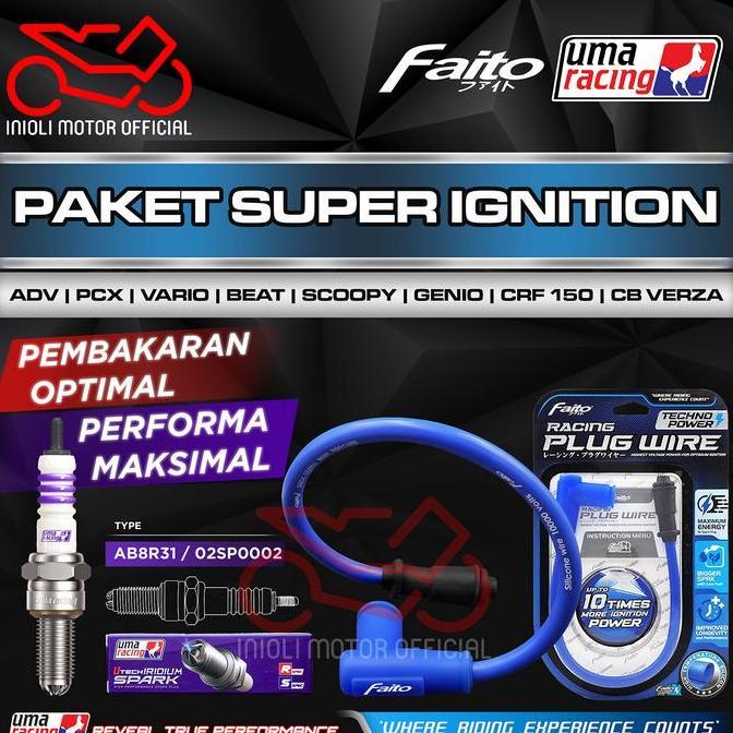 PAKET UPGRADE BUSI IRIDIUM KABEL COP BUSI COIL INJEKSI UMA RACING FAITO BEAT SCOOPY GENIO SPACY VARI