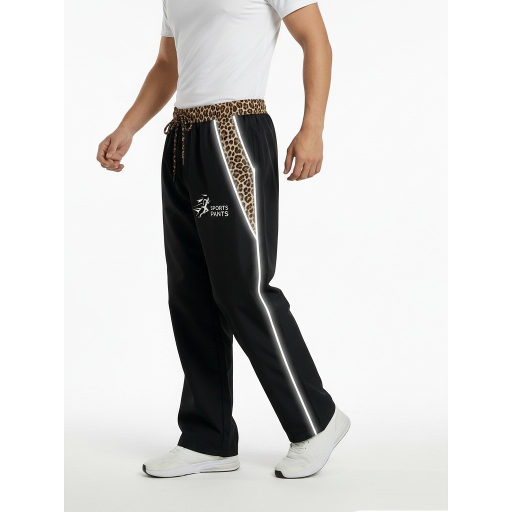 Outdoor SPORTS PANTS Celana Leopard Celana Baggy Pants Reflektif Y2K Celana Panjang Unisex Training 