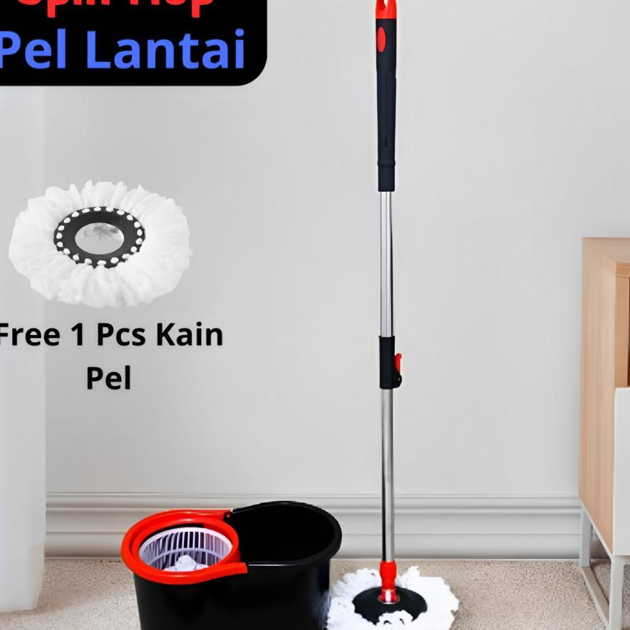 Set Alat Pel Lantai Spin Mop Pel Putar 360 Alat Pel Magic Ultra Pel Otomatis Pel Kantor Pel Rumah