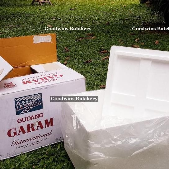 Packaging Styrofoam Carton Box Set 68L +/- 53X38X34Cm 1.6Kg | Styrofoam Large + Kardus Dus Bekas Gud