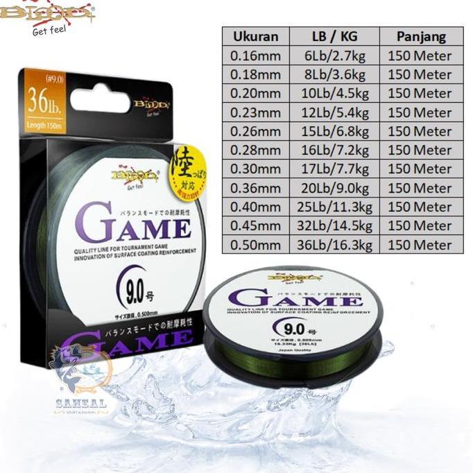 SENAR PANCING HALUS DAN KUAT BLOOD-X GAME 150M WARNA HIJAU LUMUT FD99
