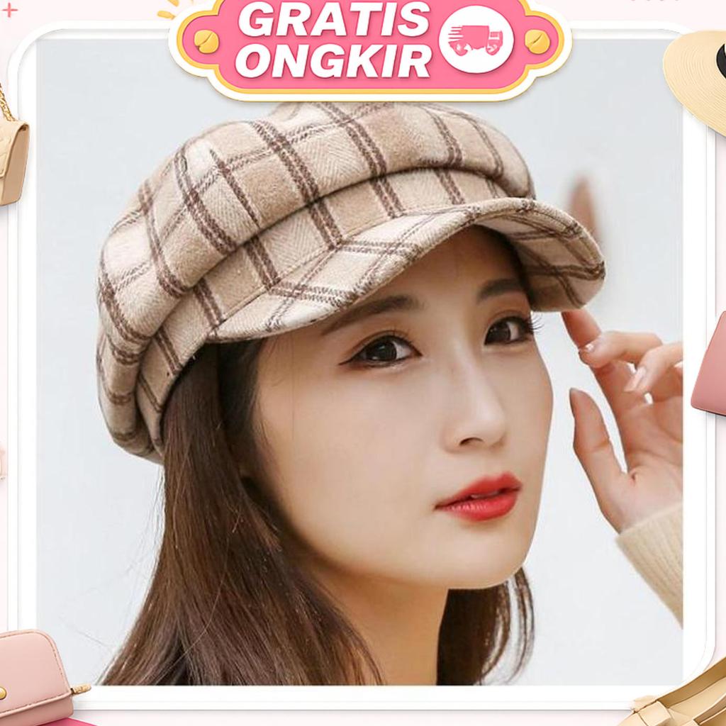 Topi Baret Oktagonal Hat Casual Korea Fashion Wanita Beret Hat