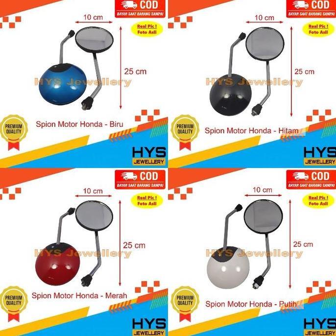 DE55 - HYS Spion Variasi Motor Honda Scoopy Bulat - Sepion Kaca Tangkai Panjang Aksesoris Motor Beat