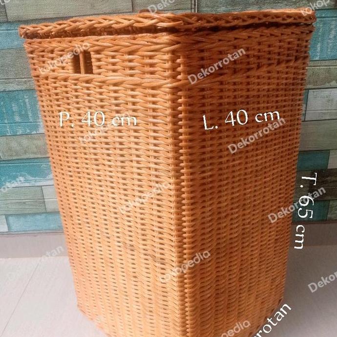 Lansungkirim- Keranjang Rotan Laundry Besar Keranjang Baju Persegi Rotan