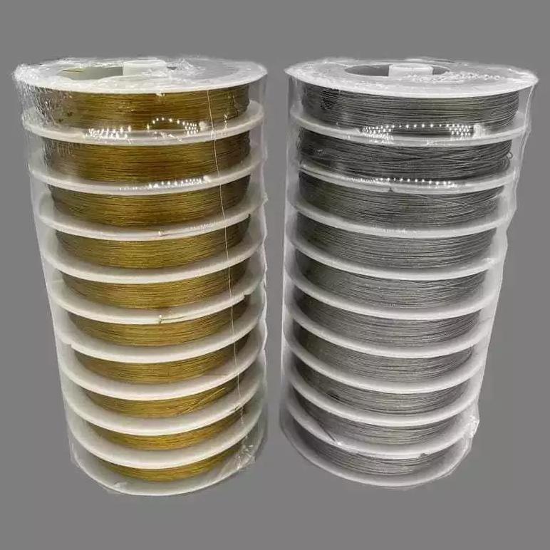 1 roll - 20 meter Nylon String Cable / kawat lentur aksesories tembaga 0.35 0.45 silver / gold / put