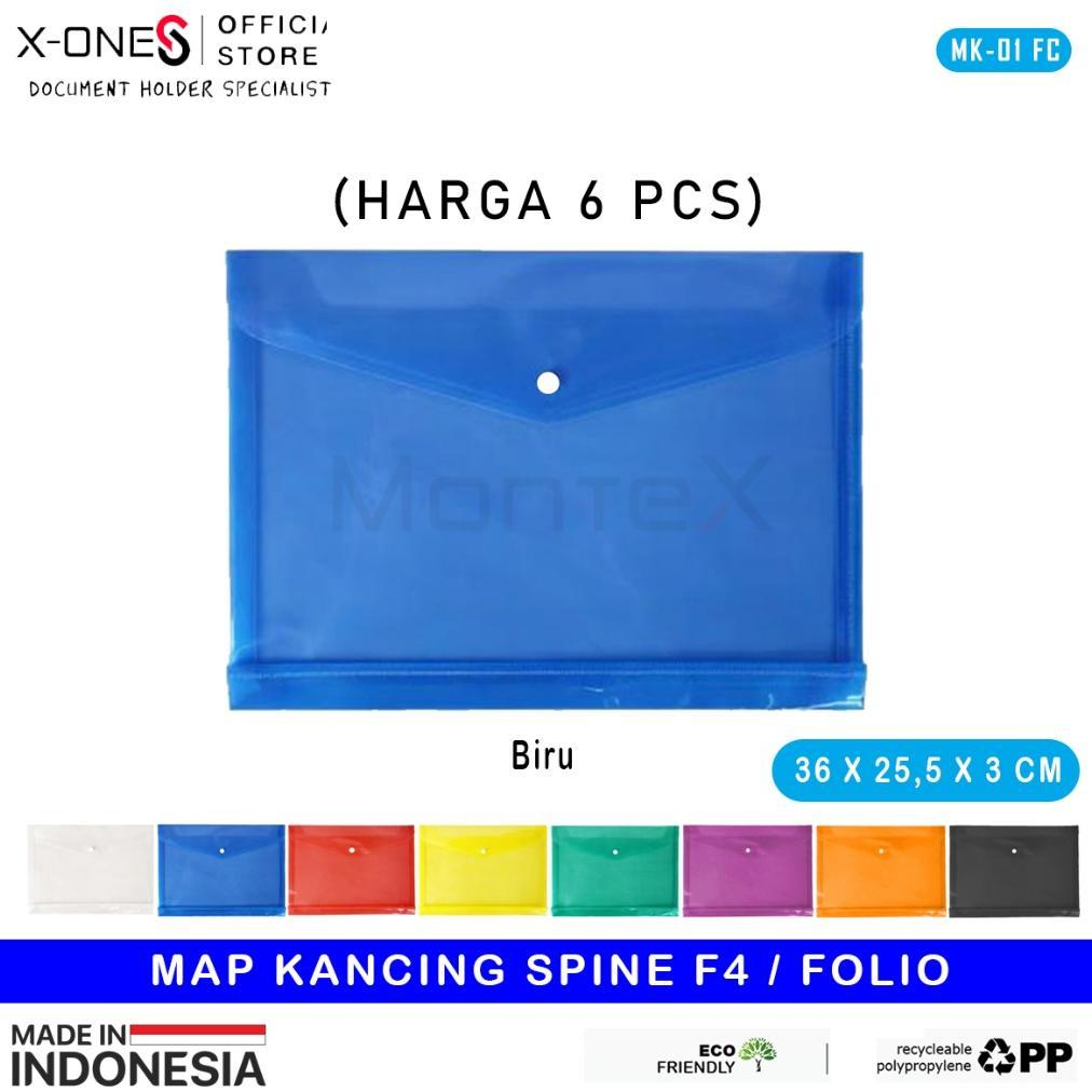 MONTEX (6 PCS) MAP KANCING PLASTIK PUNGGUNG F4 FOLIO MAP KANCING PLASTIK /MK-01 FC GROSIR