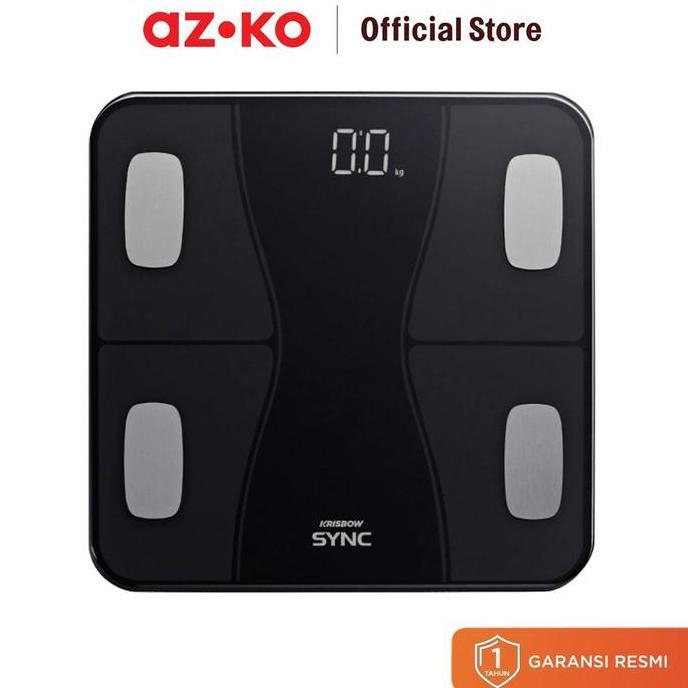 NEW KRISBOW SYNC 180 KG SMART TIMBANGAN BADAN DIGITAL - HITAM BMI AKURAT APLIKASI BODY FAT DIET BODY