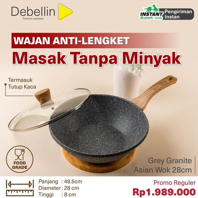 DEBELLIN Grey Granite Asian Wok Pan 28 cm