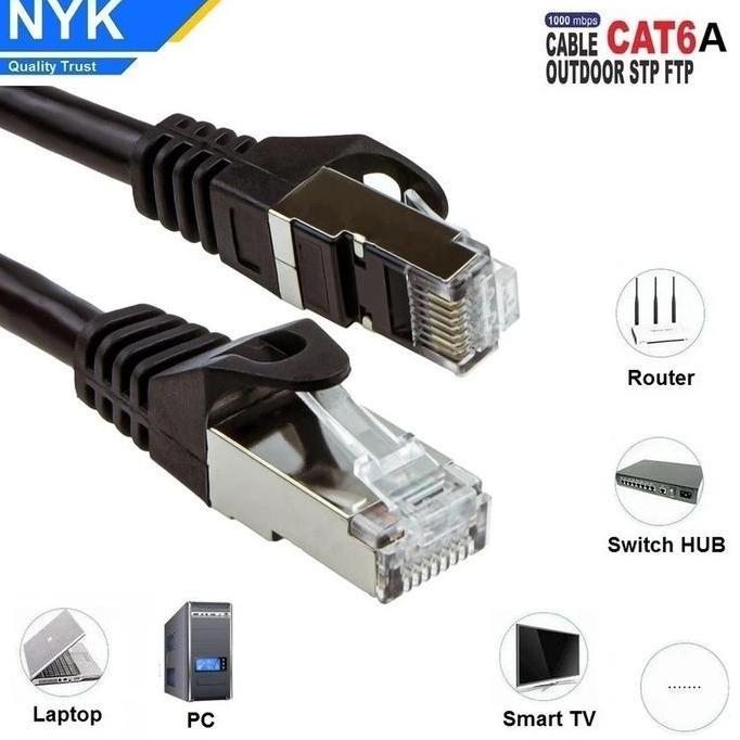 Kabel LAN RJ45 Cat6A - 50M / 60M / 70M / 80M / 100M Meter - NYK Outdoor FTP Cat 6A Internet Ethernet