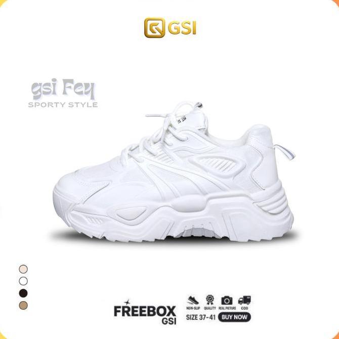 GSI Fey Sepatu Sneakers Wanita 1291 Karet Shoes Casual Putih Sport Premium Quality