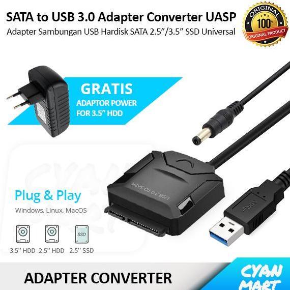 Kabel Hardisk External USB 3 SATA HDD SSD 2.5 3.5 Adapter Converter