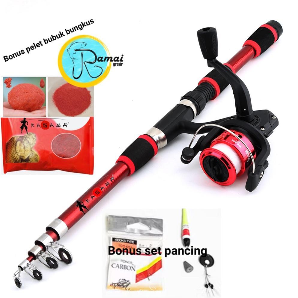 Set Paket Joran Pancing 150cm  Antena Carbon Kagawa Antena lengkap Pelet bubuk tegek Reel Pancing Ri