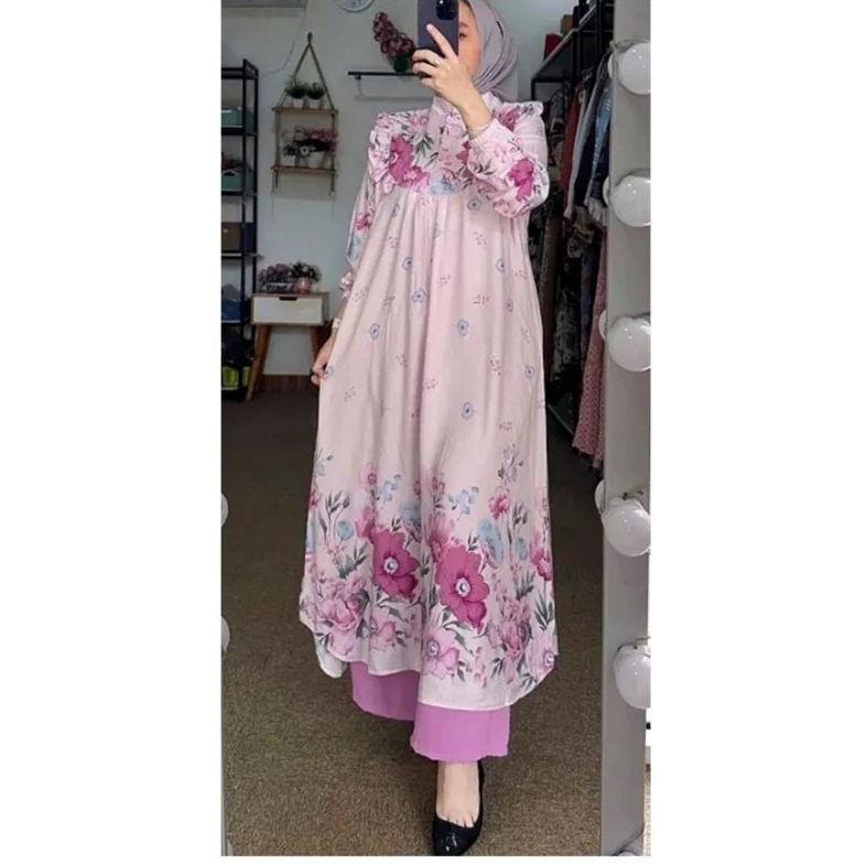Official Laveta Set Tunik Kantor Premium Set Tunik Wanita Muslimah Kain Rayon Diamond Mix Crinkle Bu