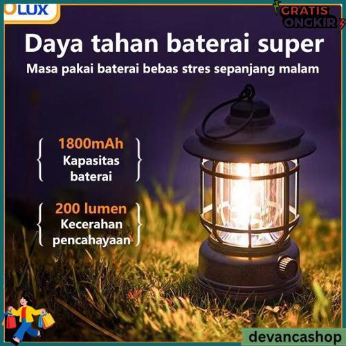 Olux Retro Lentera Lampu Camping Gantung Retro Model Petromax / Lampu Camping Patromax Outdoor / Lam