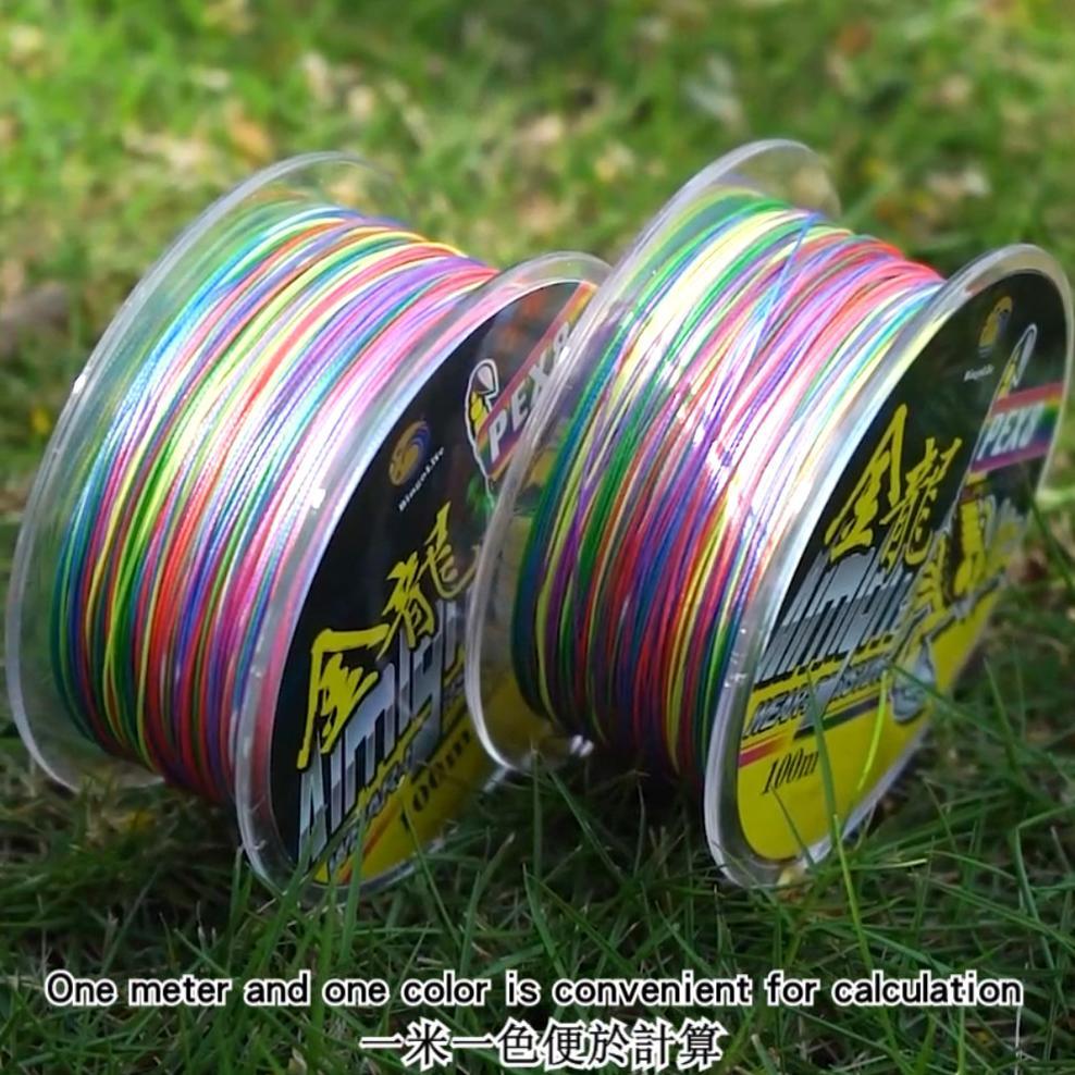 Senar PE X8 Benang Kepang Pancing Murah 16~110lb Kuat Anti Keriting Warna Warni 100m