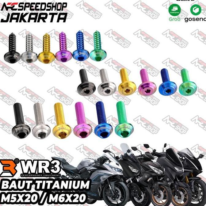 Baut Windshield Tutup Tangki Fuel Cap Spakbor Depan / Hugger / Body Fairing Titanium WR3 Kawasaki ZX