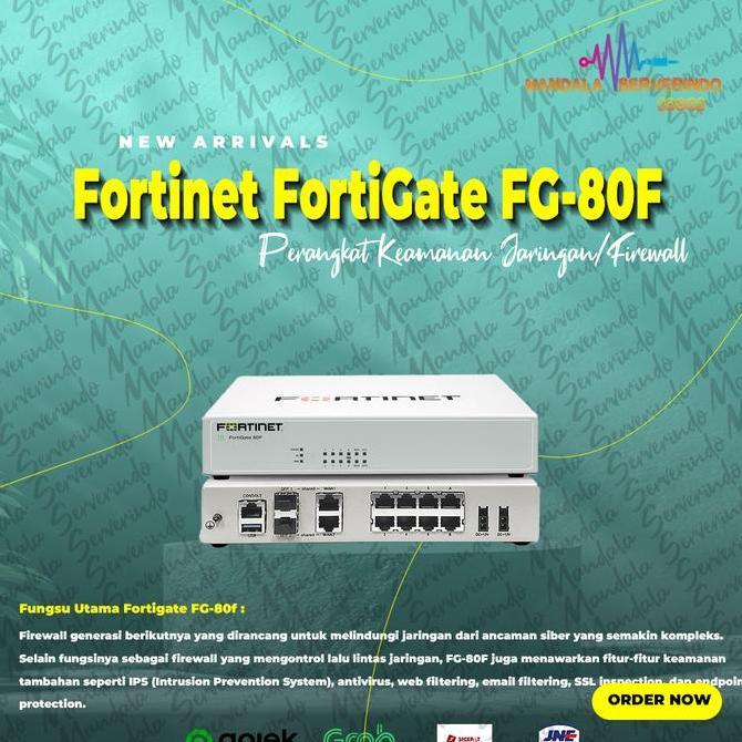 Fortinet FortiGate FG-80F Perangkat Keamanan Jaringan/Firewall
