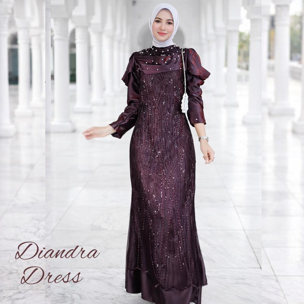 PREMIUM DIANDRA DRESS GAMIS PESTA BROKAT MEWAH PREMIUM | BAJU KONDANGAN GAMIS PESTA LEBARAN 2026 GAU