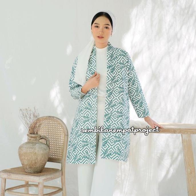 KEKINIAN INDANA LONG OUTER/ OUTER BATIK WANITA/CARDIGAN BATIK ( Motif Daun ) KEKINIAN