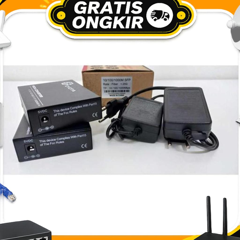 Eyota Converter Htb10/100/1000Mbps Plus Sfp Port Gigabit 1.25Gb 3Km Plus Adaptor Kualitas Bagus Deng