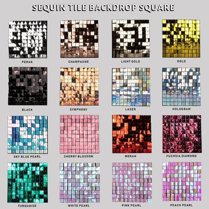 [Vinnatsu]5PCS Backdrop Ulang Tahun Lamaran Wedding Sequin Tile Wall Panel Square Background Estetik