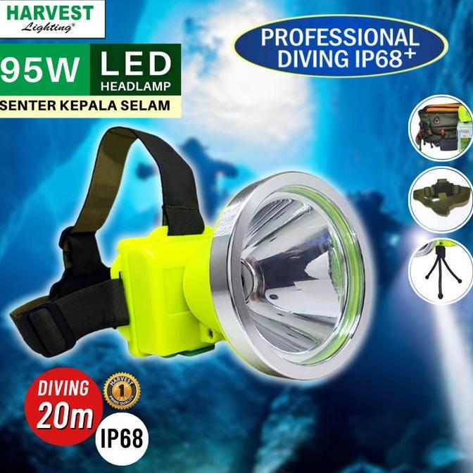 95W HEADLAMP PROFESSIONAL DIVING IP68 HARVEST LED SENTER KEPALA SELAM