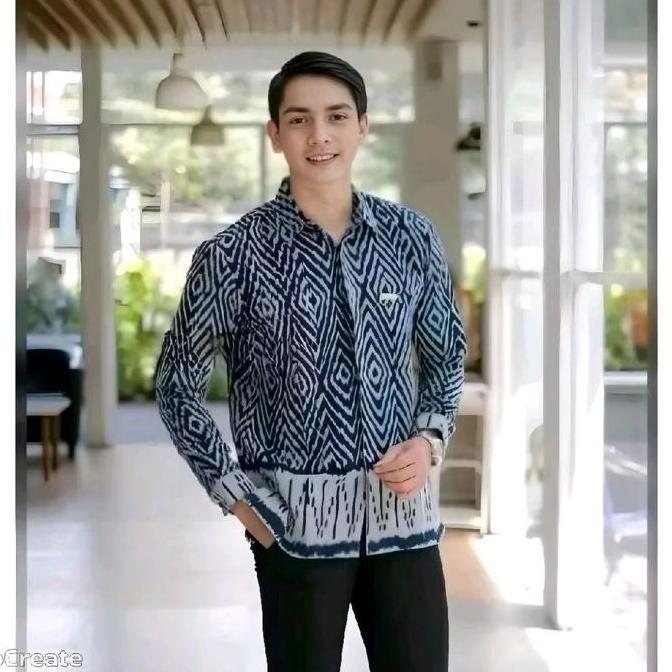 HEMAT LUAR BIASA Atasan Blouse Tenun Troso  Baju Formal Kantor Baju Pesta Kondangan Tenun Biru Navy 