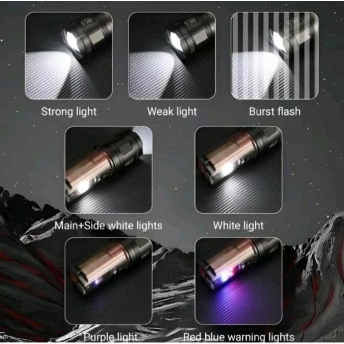 Lightx- Senter Led Laser X39 7 Mode Sinar Solar Panel Flashlht Powerfull