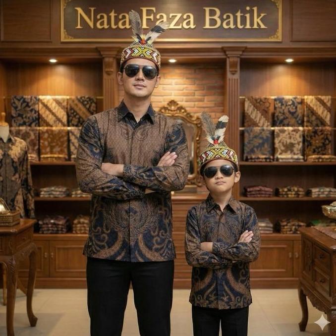DISKON MATCHING DAN FASHIONABLE KEMEJA COKELAT TUA Baju Batik Couple Katun Premium Ayah Anak Motif S