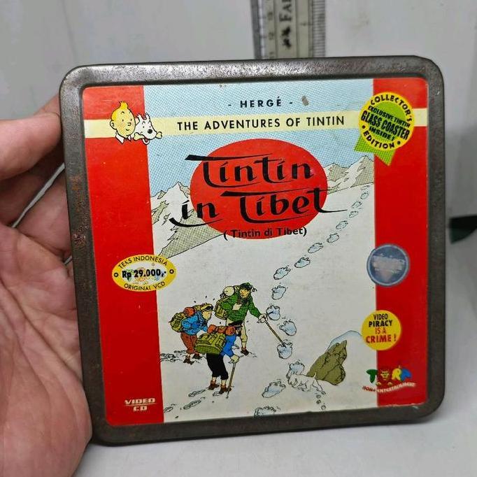 VCD KARTUN THE ADVENTURES OF TINTIN IN TIBET EMERALD ORIGINAL TORA TIN CASE KALENG FG75