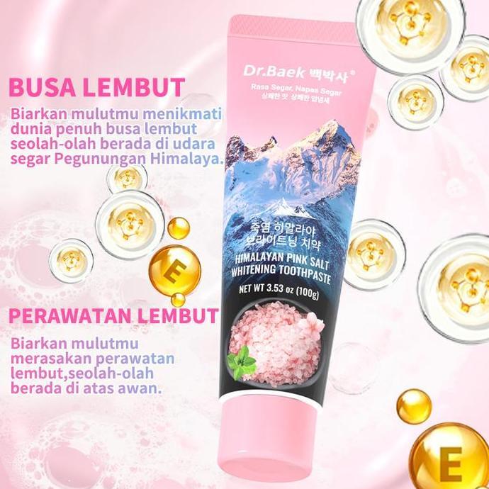 Forca- Dr.Baek Pasta Gigi Garam Himalaya Pink Whitening Toothpaste 100G Gigi Tampak Putih Alami Rasa