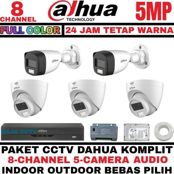 paket cctv dahua 5mp colorvu 8 channel 5 kamera audio series