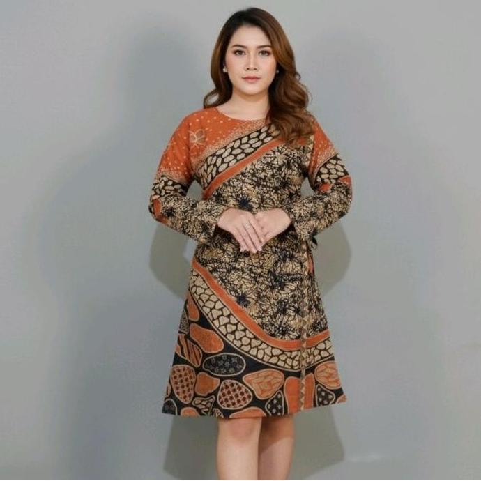 BELANJA SEKARANG!! Gaun Batik Solo Trendy Model Tunik 102 dengan Lapis Trikot Halus dan Nyaman untuk