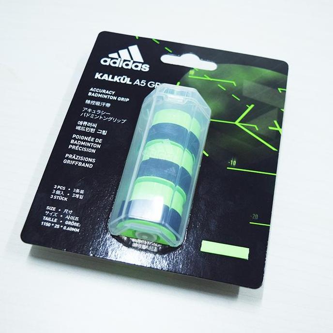 Grip Raket Badminton / Tenis Adidas Kalkul Solar Green Isi 3 Bh