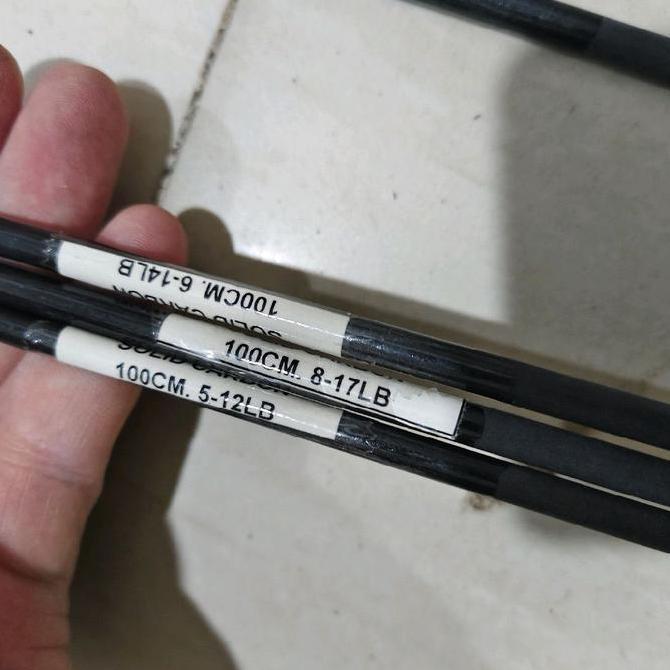 Lansungkirim- Bahan Carbon Solid Blank Joran Label Putih 100 120 150 Cm Solid Carbon Kilap