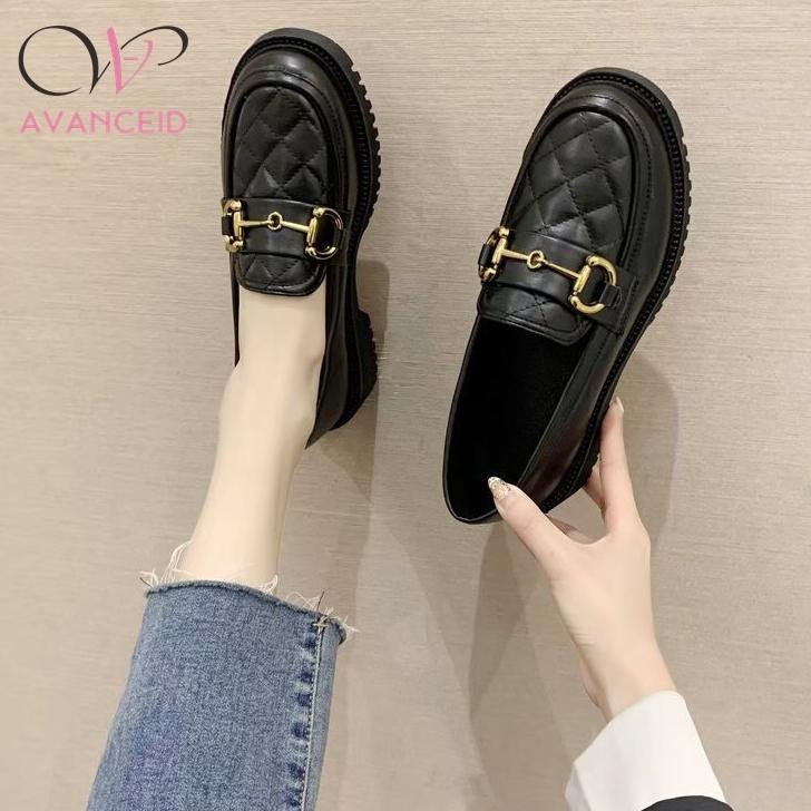 HEMAT AVANCEID 1909 LOAFERS SEPATU SNEAKERS WANITA KERJA DOCMART HITAM