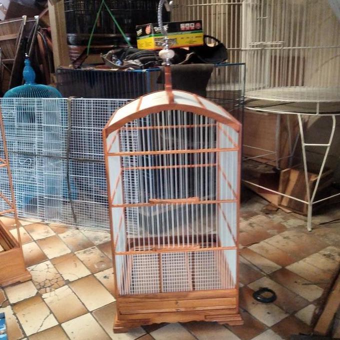 NEW KANDANG KENARI NO 2. JERUJI VIBER KAYU JATI JEPARA ORI