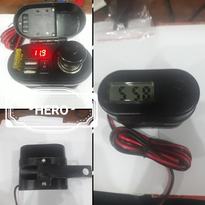 samcurez - charger hp 3A/1.5A voltmeter jam kalender smoke semua motor dan mobil Diskon