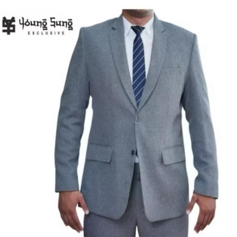 Terbaru Youngsung Exclusive - Jas Formal Pria Hitam Slim Fit Kancing 2 Bahan Jetblack Wisuda Kerja K