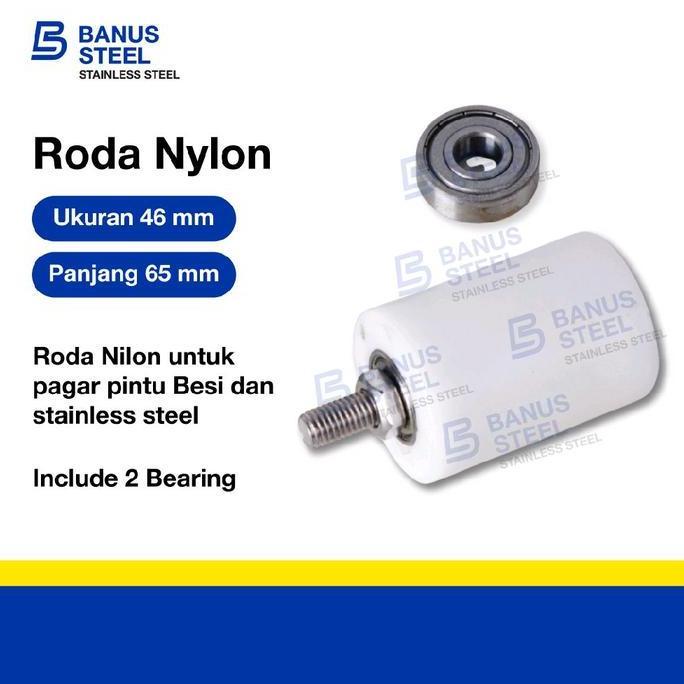 Roda nilon 2" inch panjang 65 mm (46 mm x 65 mm) hand pallet nylon
