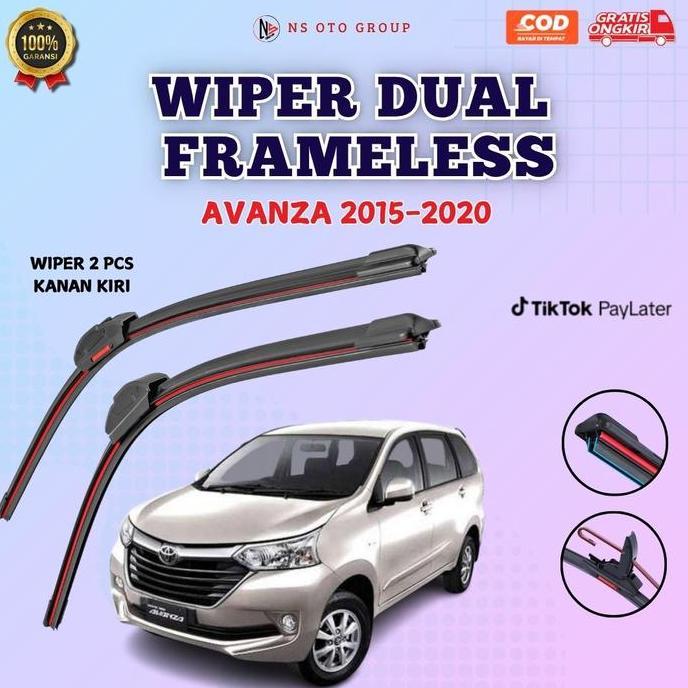 Wiper Avanza 2015-2020 Double Karet Sepasang Kanan Kiri - Wiper Dual Karet Mobil Avanza 2015-2020 - 