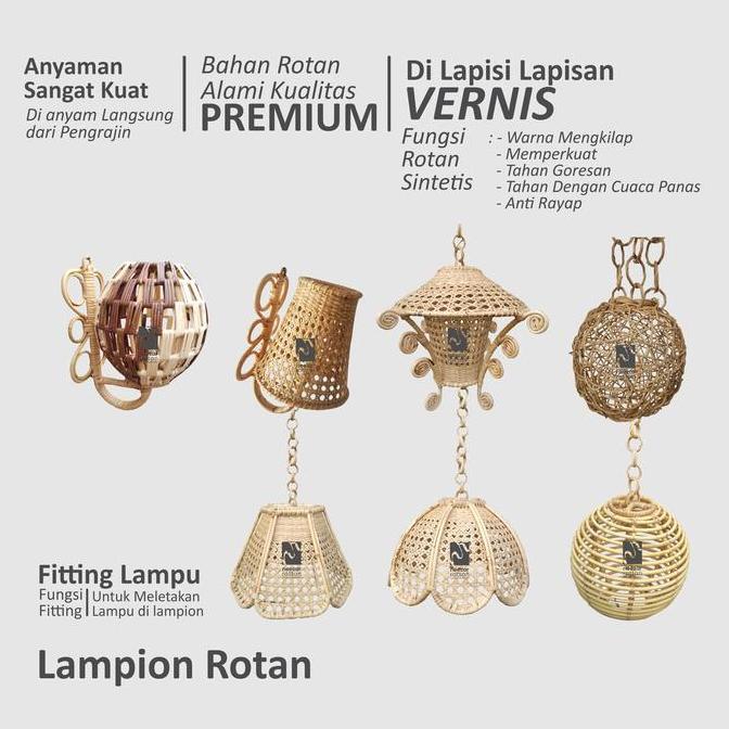 Neezar Rattan Hiasan Lampu Untuk Dikamar Lampion Rotan Sintetis Hias Gantung Dinding Duduk Meja Bela